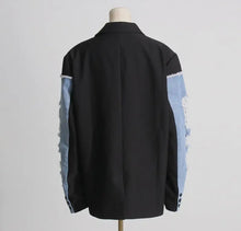 Load image into Gallery viewer, Oversized Denim Patchwork Blazer
