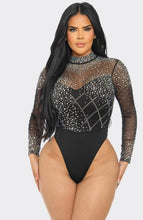 Load image into Gallery viewer, Black/Silver Rhinestone Bodysuit
