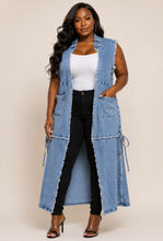 Load image into Gallery viewer, Distressed Side Lace Up Maxi Vest (PLUS)
