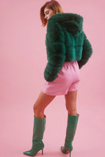 Load image into Gallery viewer, Hooded Bamboo Faux Fur Puffer Jacket (White, Green, Fuschia)
