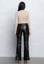 Load image into Gallery viewer, Vegan Leather Grommet Lace-up Pants
