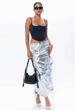 Load image into Gallery viewer, Silver Ruched Cargo Skirt
