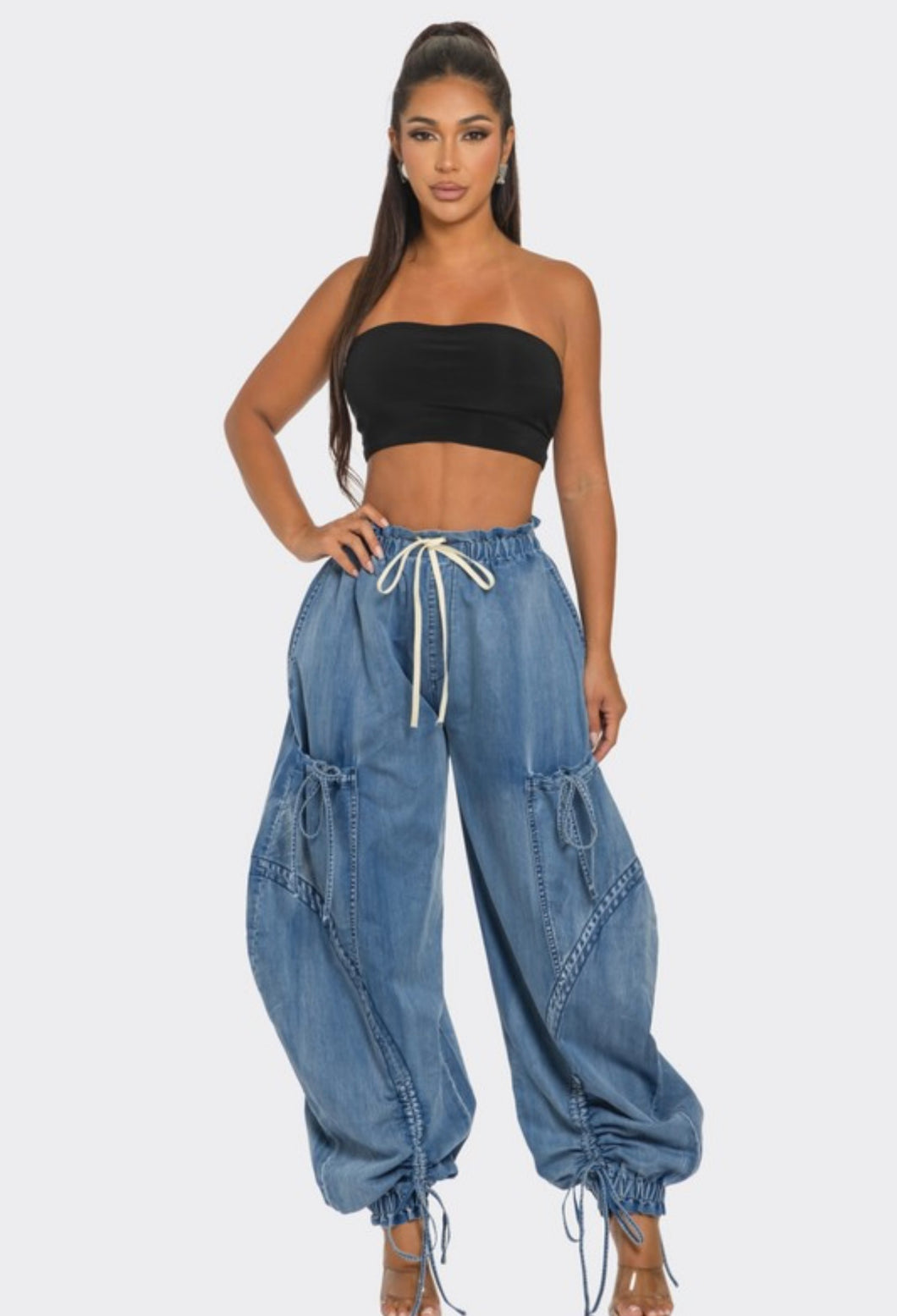 Denim Cargo Baggy Joggers PLUS