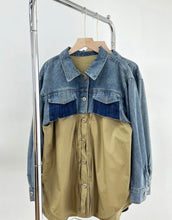 Load image into Gallery viewer, Denim &amp; Khaki Oversized Top
