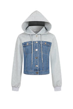 Load image into Gallery viewer, Denim Contrast Hoodie Jacket
