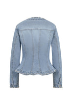 Load image into Gallery viewer, Aurelie Denim Studded Peplum Jacket
