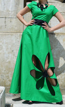 Load image into Gallery viewer, Summer Green Flower Cut-out Maxi Dress
