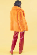 Load image into Gallery viewer, Orange Faux Fur Coat
