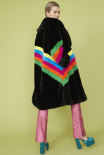 Load image into Gallery viewer, Black Faux Fur Rainbow Coat
