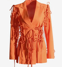 Load image into Gallery viewer, Orange Lace Tie Blazer
