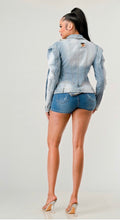 Load image into Gallery viewer, Denim Fitted Distressed Jacket
