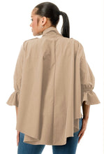 Load image into Gallery viewer, Khaki Bow Neckline Blouse (S-3X)
