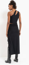 Load image into Gallery viewer, One Shoulder Mesh Top &amp; Split Skirt Set (Black/Off White)
