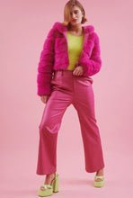 Load image into Gallery viewer, Hooded Bamboo Faux Fur Puffer Jacket (White, Green, Fuschia)
