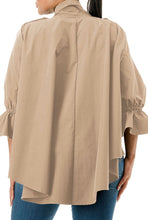 Load image into Gallery viewer, Khaki Bow Neckline Blouse (S-3X)
