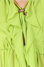Load image into Gallery viewer, Green Ruffle Crepe Blouse
