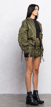 Load image into Gallery viewer, Olive Padded Bomber Cargo Jacket
