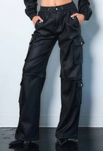 Load image into Gallery viewer, Black Metallic Baggy Cargo Pants
