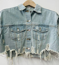 Load image into Gallery viewer, Denim Protect Your Energy Jacket (BLUE/BLACK)
