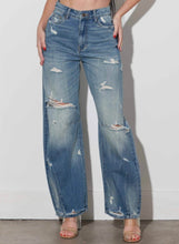 Load image into Gallery viewer, Distressed Barrel Jeans
