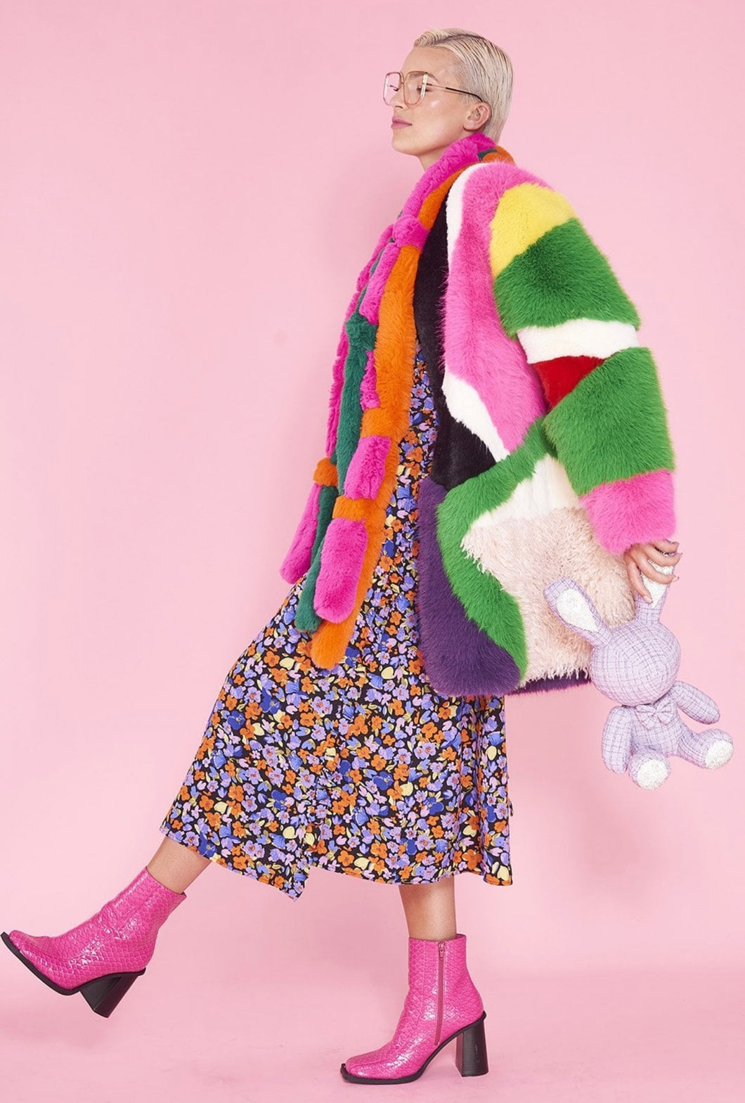 Vibrant Faux Fur Statement Coat