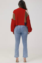Load image into Gallery viewer, Tandy’s Zipper Knit Sweater (Red/Khaki)
