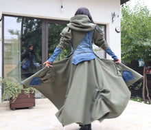 Load image into Gallery viewer, Olive Puff Sleeve Maxi Coat
