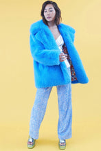 Load image into Gallery viewer, Blue Faux Fur Coat
