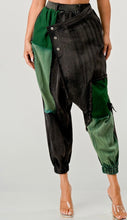 Load image into Gallery viewer, Black Denim &amp; Green Punk Joggers
