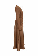 Load image into Gallery viewer, The Mocha Luxe Sweater &amp; Satin Midi Dress
