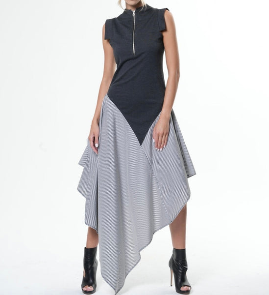 Sienna Gray/Black Boho Dress