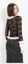 Load image into Gallery viewer, Black &amp; White Ruffle Lace Top
