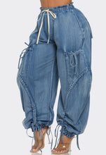 Load image into Gallery viewer, Denim Cargo Baggy Joggers PLUS
