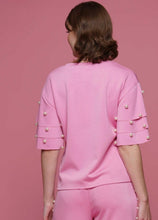 Load image into Gallery viewer, Powder Pink Ruffle Pearl Sleeve Top
