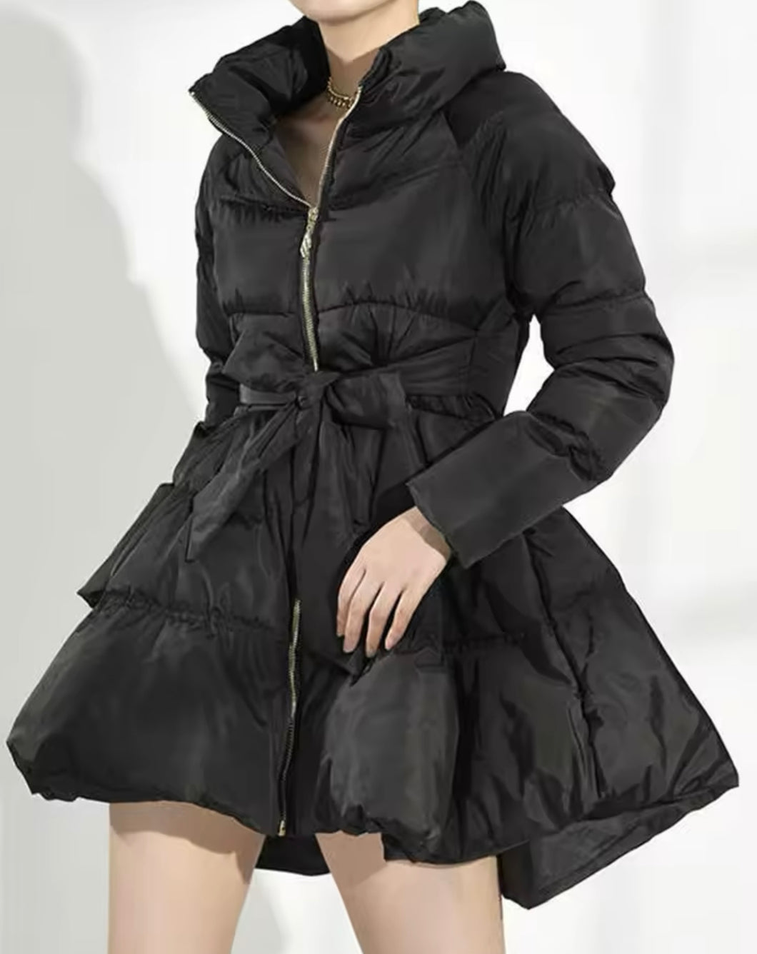 Black Bandage Cotton Padded Jacket