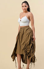 Load image into Gallery viewer, Army Green Midi Drawstring Skirt
