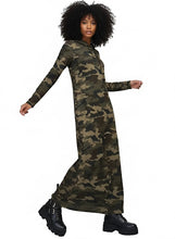 Load image into Gallery viewer, Camouflage Long Maxi Hoodie Dress
