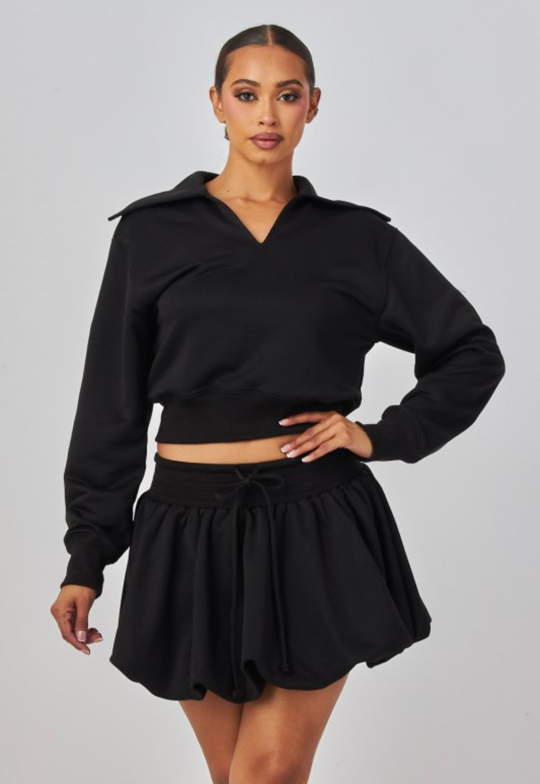 Chic Black Mini Skirt Set