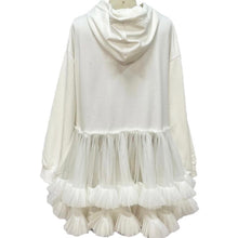 Load image into Gallery viewer, White Oversized Hoodie Ruffle Top

