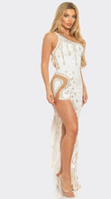 Load image into Gallery viewer, White One-Shoulder Rhinestone Cut Out Dress
