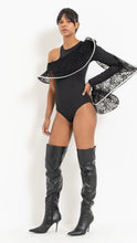 Load image into Gallery viewer, Black Wired One-Shoulder Bodysuit
