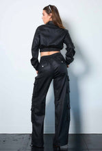 Load image into Gallery viewer, Black Metallic Baggy Cargo Pants
