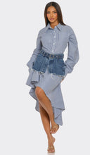 Load image into Gallery viewer, Blue Striped Shirt Dress
