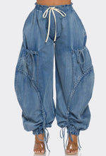 Load image into Gallery viewer, Denim Cargo Baggy Joggers PLUS
