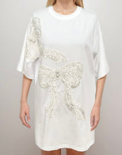Load image into Gallery viewer, White Sequin Bow Loose Fit Shirt/Dress
