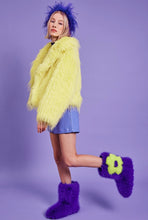 Load image into Gallery viewer, Yellow Mongolian Fur Knitted Jacket
