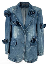 Load image into Gallery viewer, Denim Rosette Blazer
