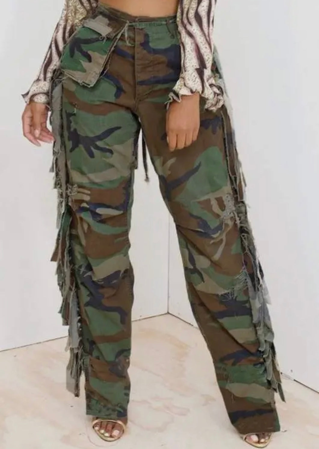 Camouflage Fringe Pants