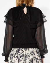 Load image into Gallery viewer, Black Beaded Ruffle Top
