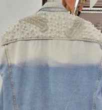 Load image into Gallery viewer, Pearl &amp; Rhinestone Denim Vest
